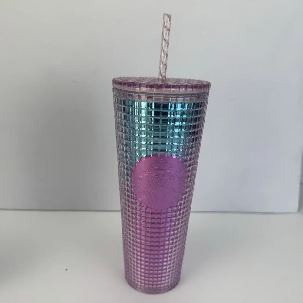 (3) Starbucks Platinum Silver Grid Disco Holiday 2020 Cold Cup Tumbler Christmas